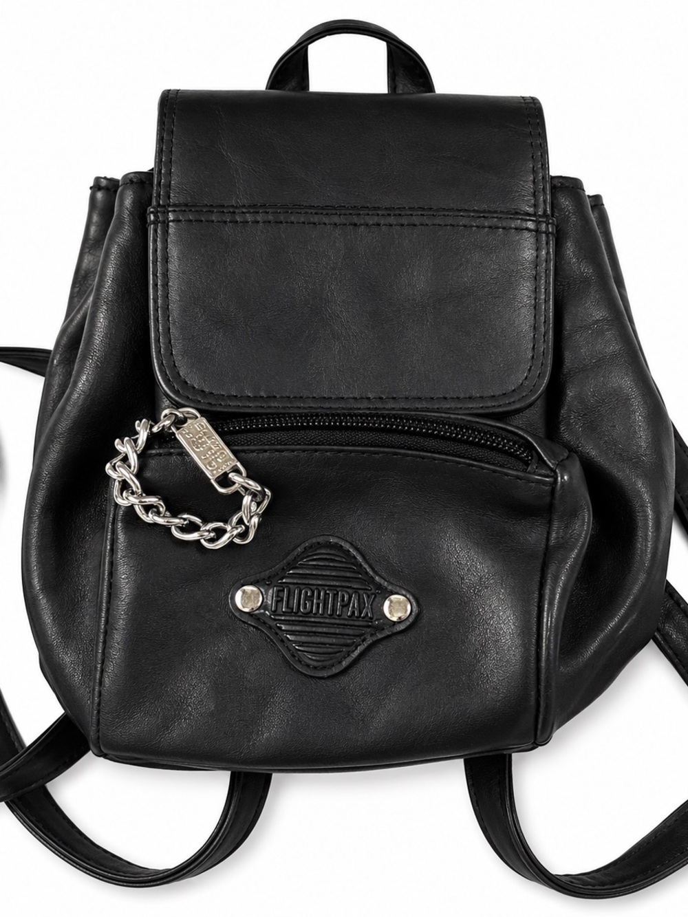 Black Faux Leather Mini Backpack